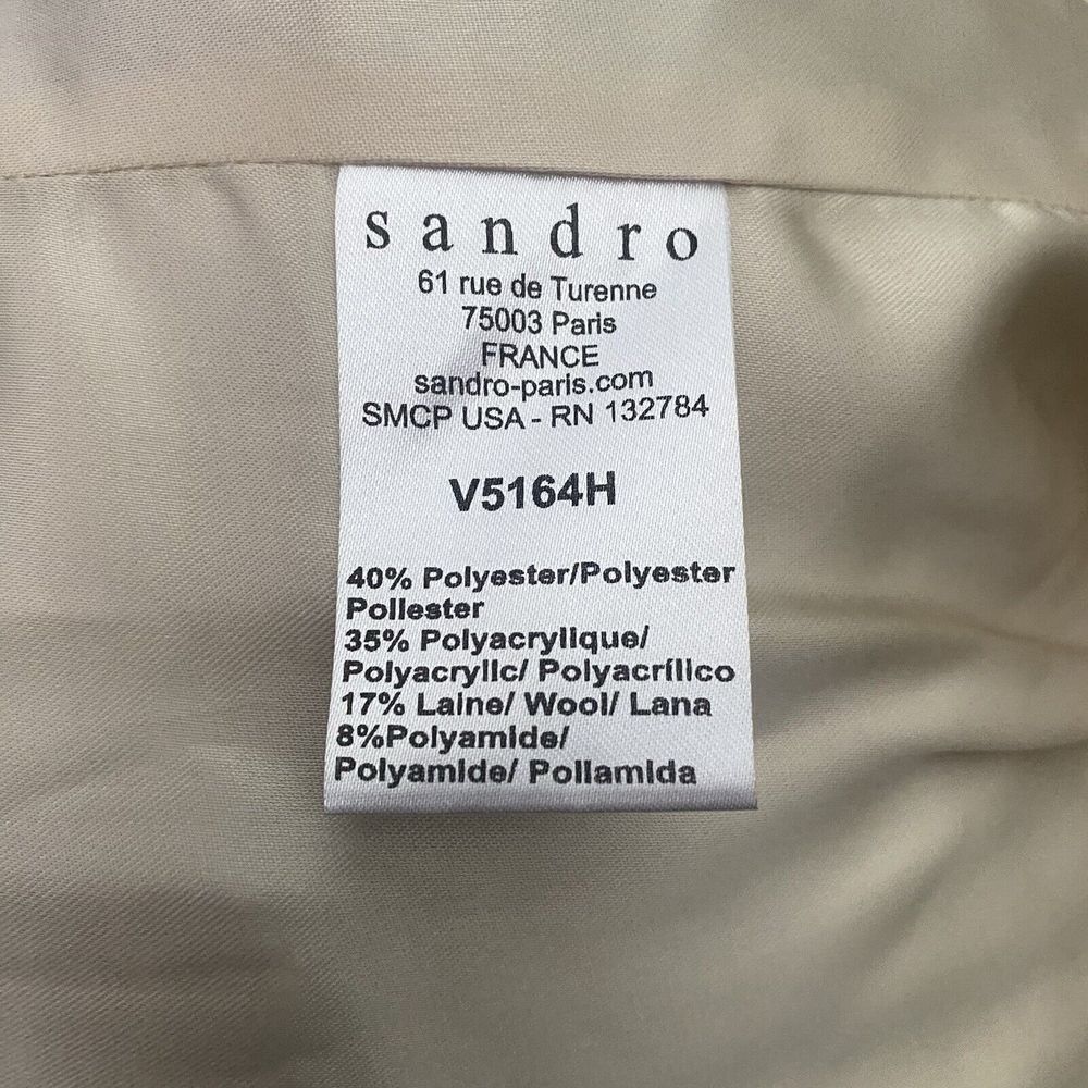 Sandro Paris Vertige Tweed Lamb Leather‎ Motorcycle Jacket - Picture 6 of 8